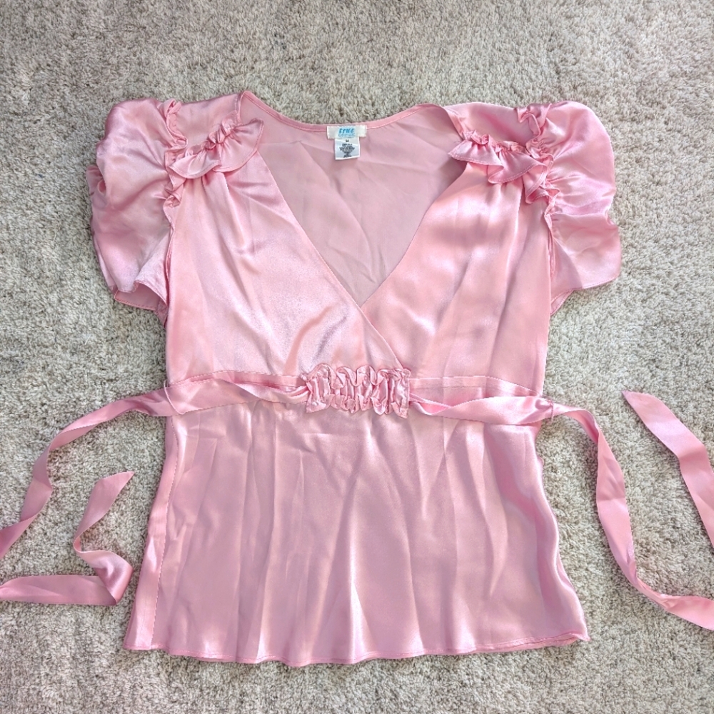 Puff Sleeve 100% Silk Blouse Top